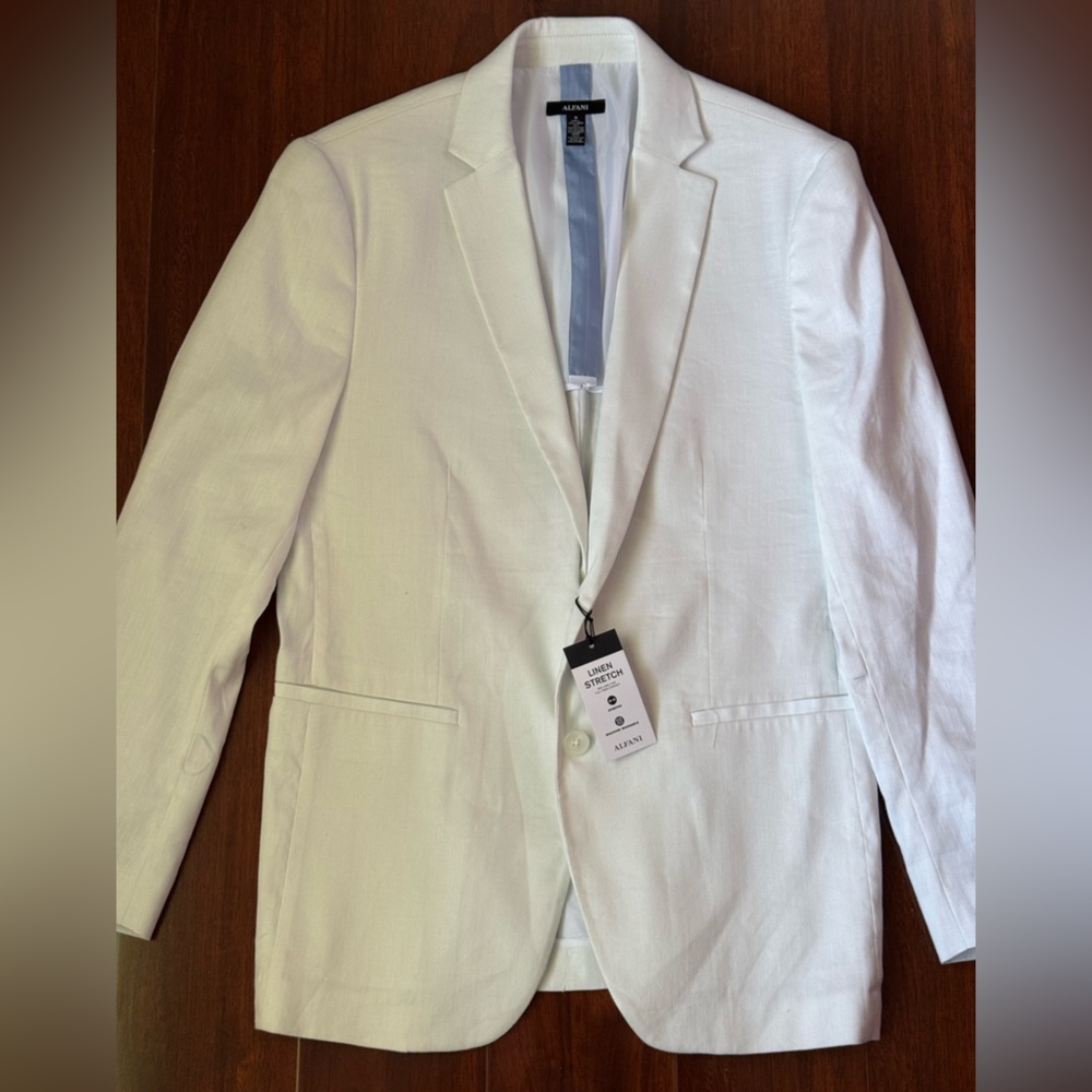 Alfani Linen Stretch Blazer in White